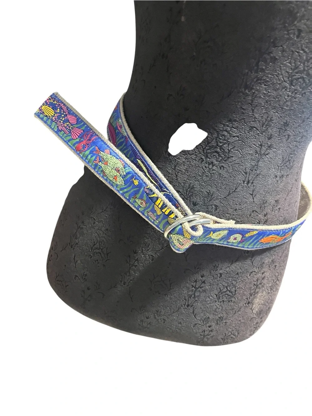 The Belted Cow Yarmouth Maine Fish Ribbon Canvas Belt Medium